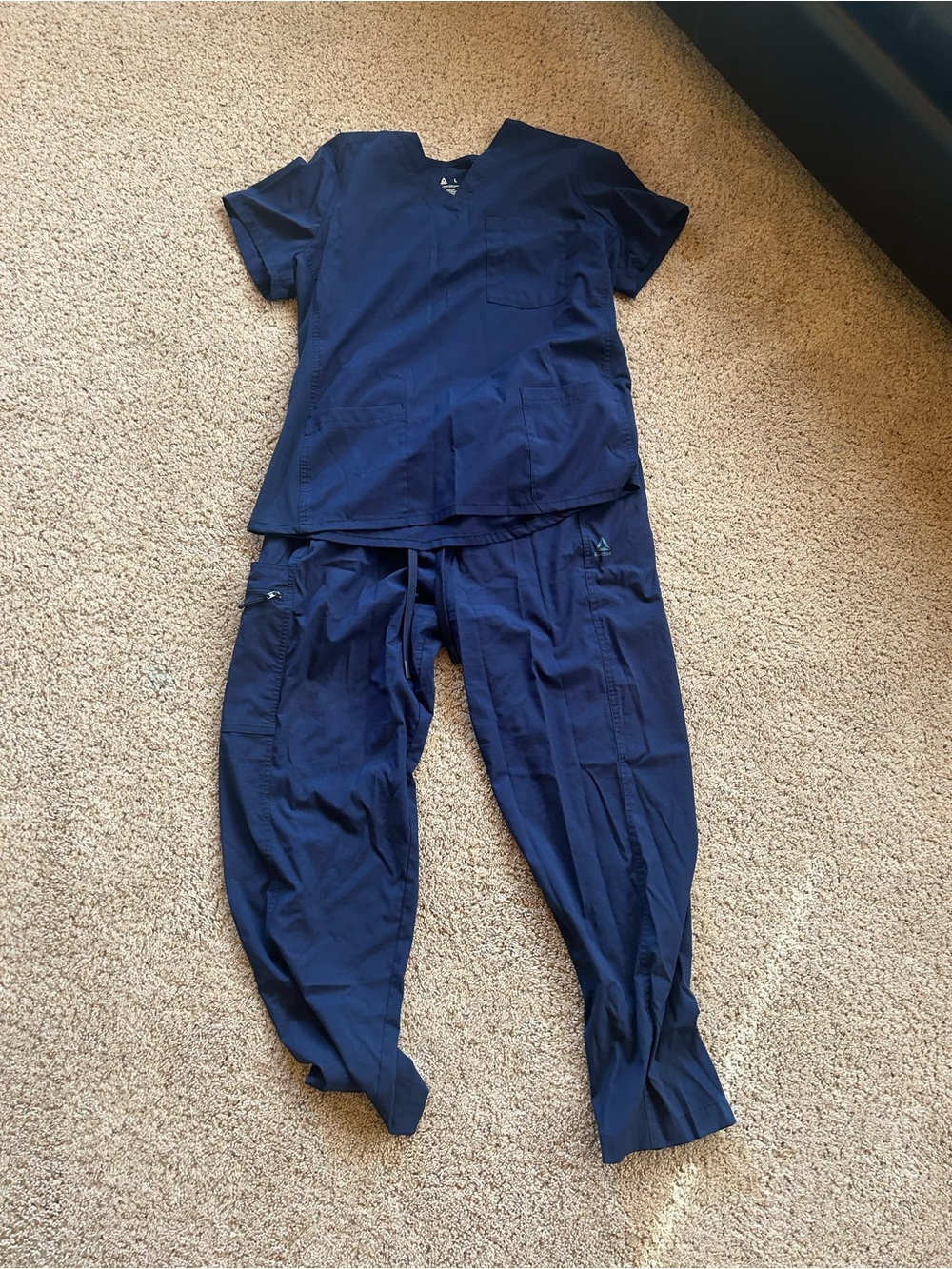 Reebok Navy Blue Medical Scrub Top and Pants Set